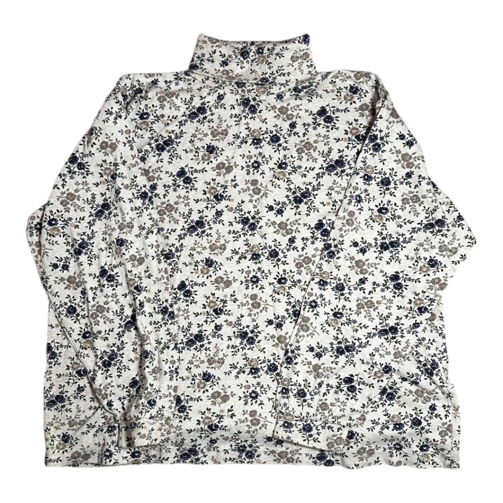 vintage floral print turtle neck long sleeve tee
